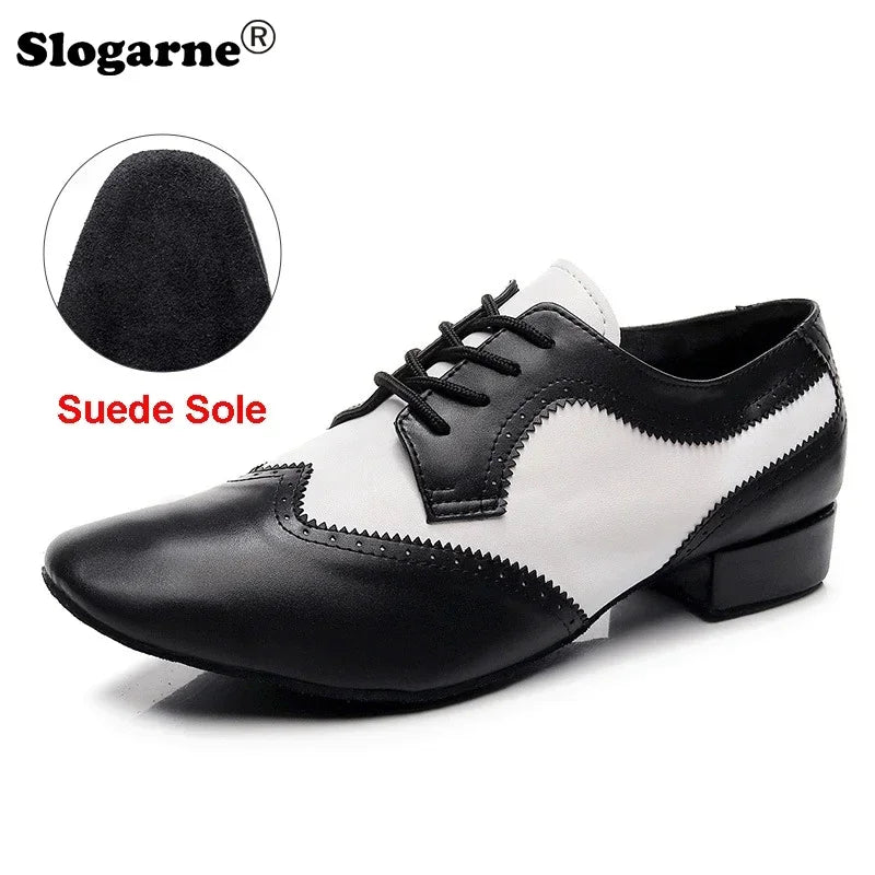 Men Soft Cow Leather Dance Shoes Male Genuine Leather Jazz Latin Shoes Man Waltz Modern Ballroom Dance Shoes Stage Foot Wear