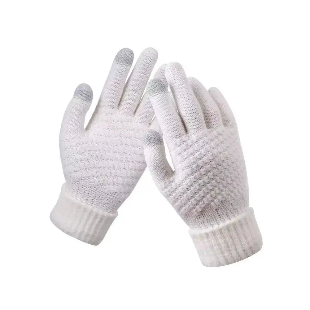 Women Men Warm Winter Touch Screen Gloves Stretch Classical Knit Mittens Wool Full Finger Outdoor Cycling Driving Glove BAZAARHUBO