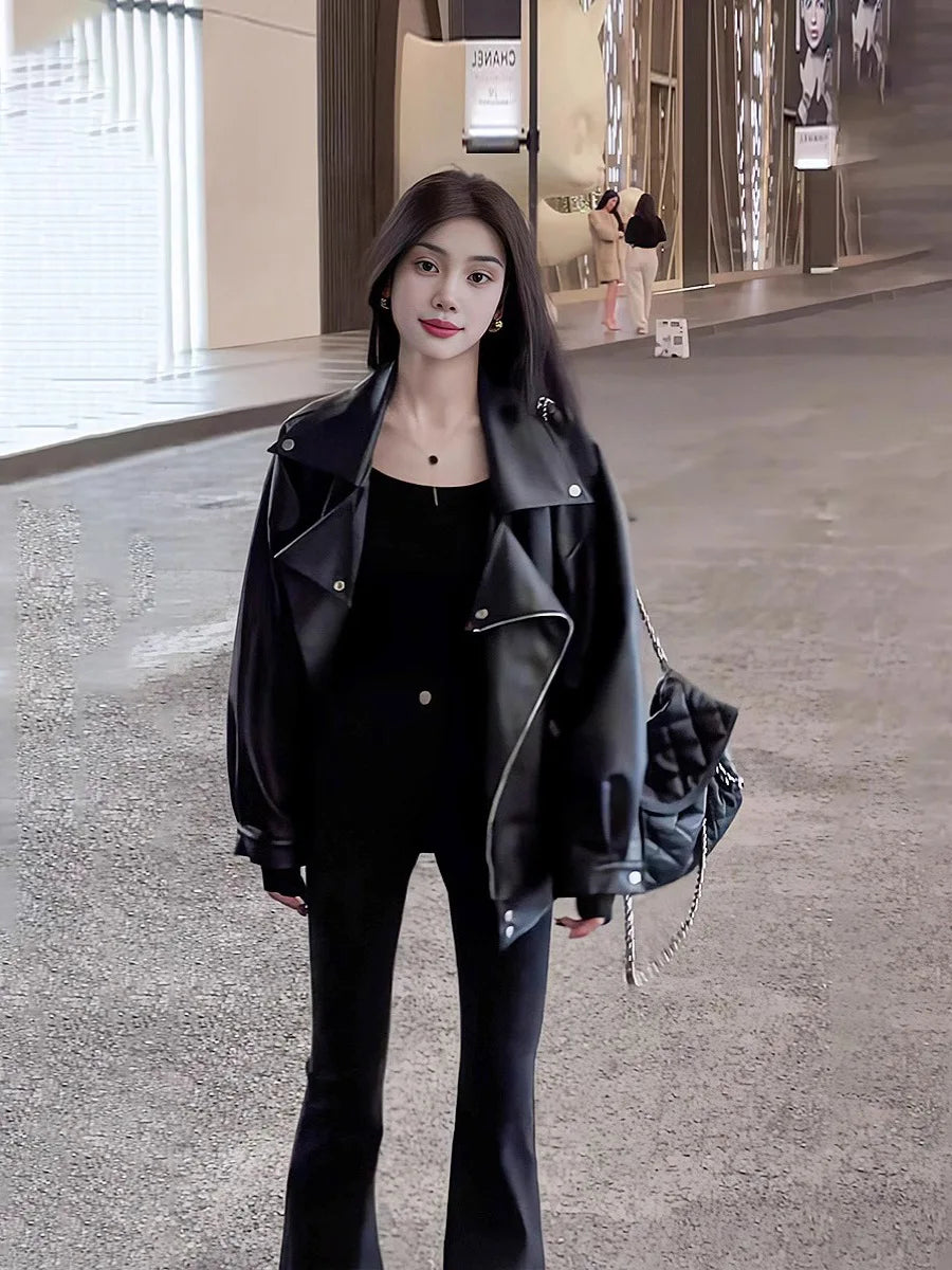 Coats Women Faux Leather Short Jackets Turn Down Collar Pu Coat Work Y2k Streetwear Jacket Zipper Outerwear Thick Warm 2026