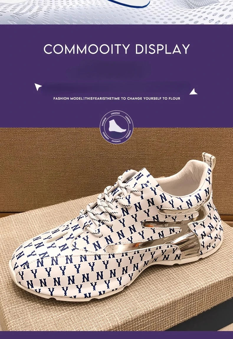 Brand Men Sneakers Fashion Print Casual Shoes Men Breathable Lace Up Running Shoes Luxury High Quality Men Sport Shoes 2026 New