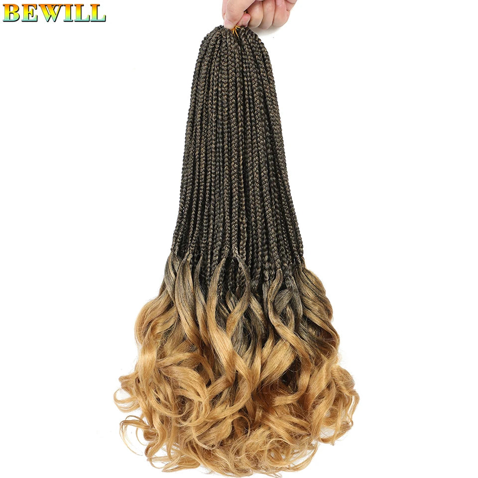 14 18 24 Inch French Curl Crochet Braids Boho Goddess French Curl Box Braids Crochet Hair Synthetic French Curly Braiding Hair