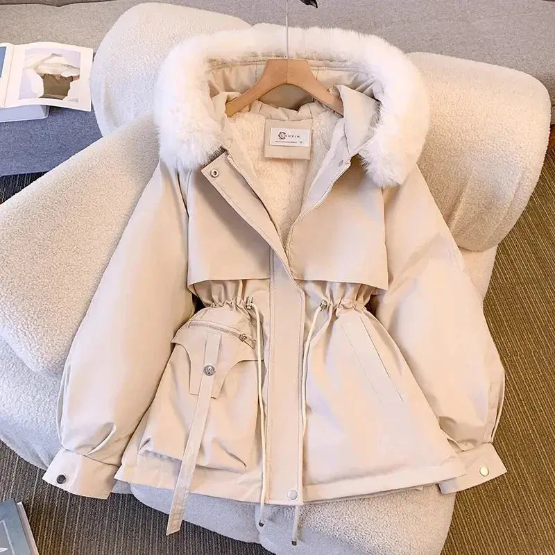 Detachable Pai Overcomes Women's Winter 2026 New Casual Down Cotton Thicken Hooded Coat Female loose Warm Wool Overcoat BAZAARHUBO