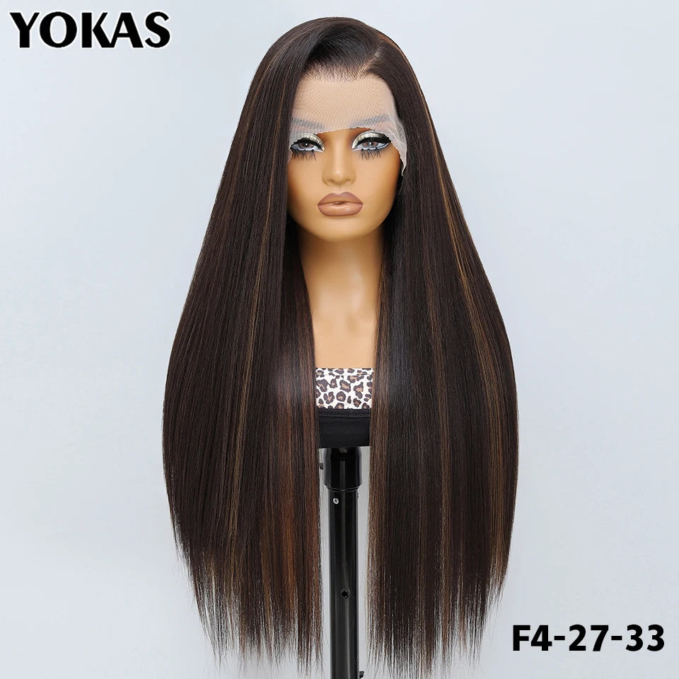 30 Inch Lace Frontal Wig Synthetic 13X6 Straight Hair Lace Wig For Afro Women High Temperture Fiber Blond Women Lace Frontal Wig