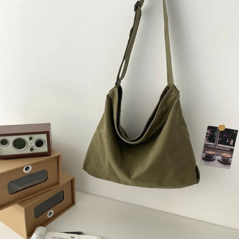 Retro Canvas Shoulder Bag Large Capacity Multi-purpose Messenger Bag Travel Tote Bag Woman Men