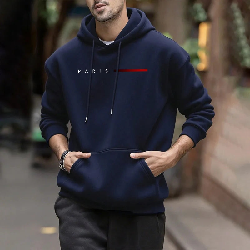 Trendy Mens Hooded Sweatshirt 2025 Urban Street Style Paris Hip Hop Fashion Hoodie Male Casual Cool Outerwear Autumn Winter Coat