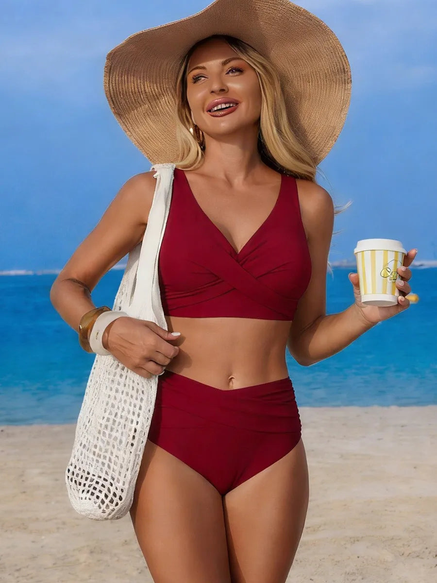 2025 girl Women's Clothing Swimwears European American new bikini sexy split swimsuit high waist swimsuit set bikini Bikinis Set