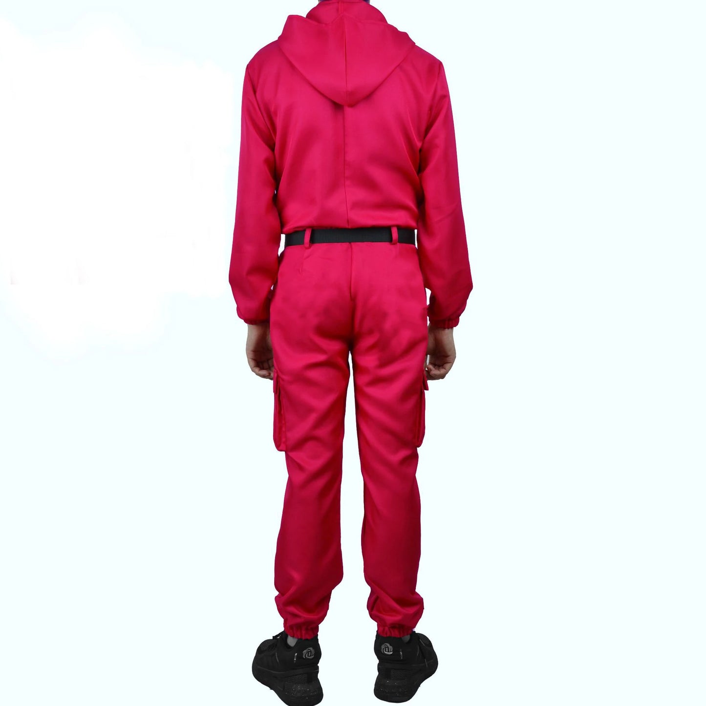 TV game red jumpsuit set (gloves+camisole+jumpsuit) - breathable role-playing set for men and women's role-playing party wear