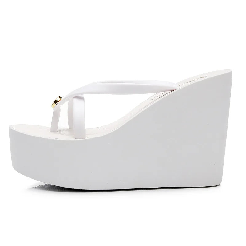 Sexy Slippers for Women in Summer High Slope Heel Shoes 11cm Thick Bottom Non-slip Women's Sandals Beach Slippers Wedge Sandals