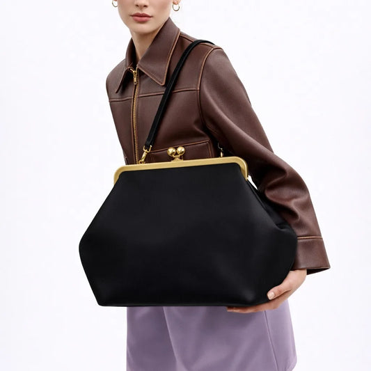 Classic Large Capacity Kisslock Frame Clip Bags For Women Luxury Designer Handbag And Purses 2026 Fashion Ladies Evening Bag