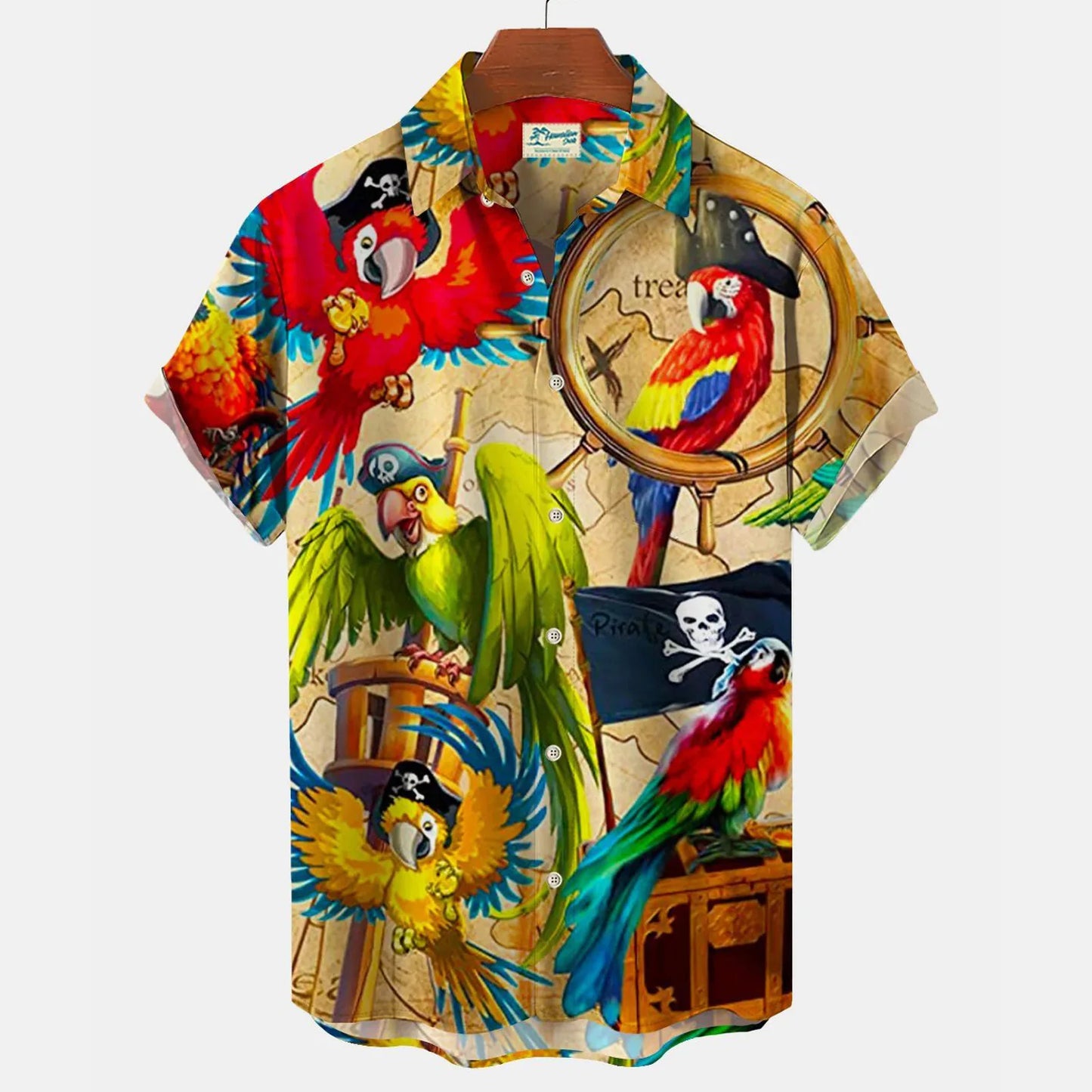 Summer Floral Parrot 3d Print Shirt Men Women Fashion Shirts Single-Breasted Short Sleeve Hawaiian Shirts Blouse Men's Clothing