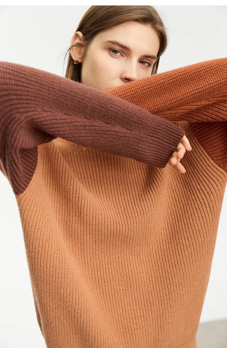 AMII Minimalism Sweaters Women 2024 Spring Street wear Spliced Knitted Top Drop Sleeve Loose Full Pullovers Sweaters 12344144