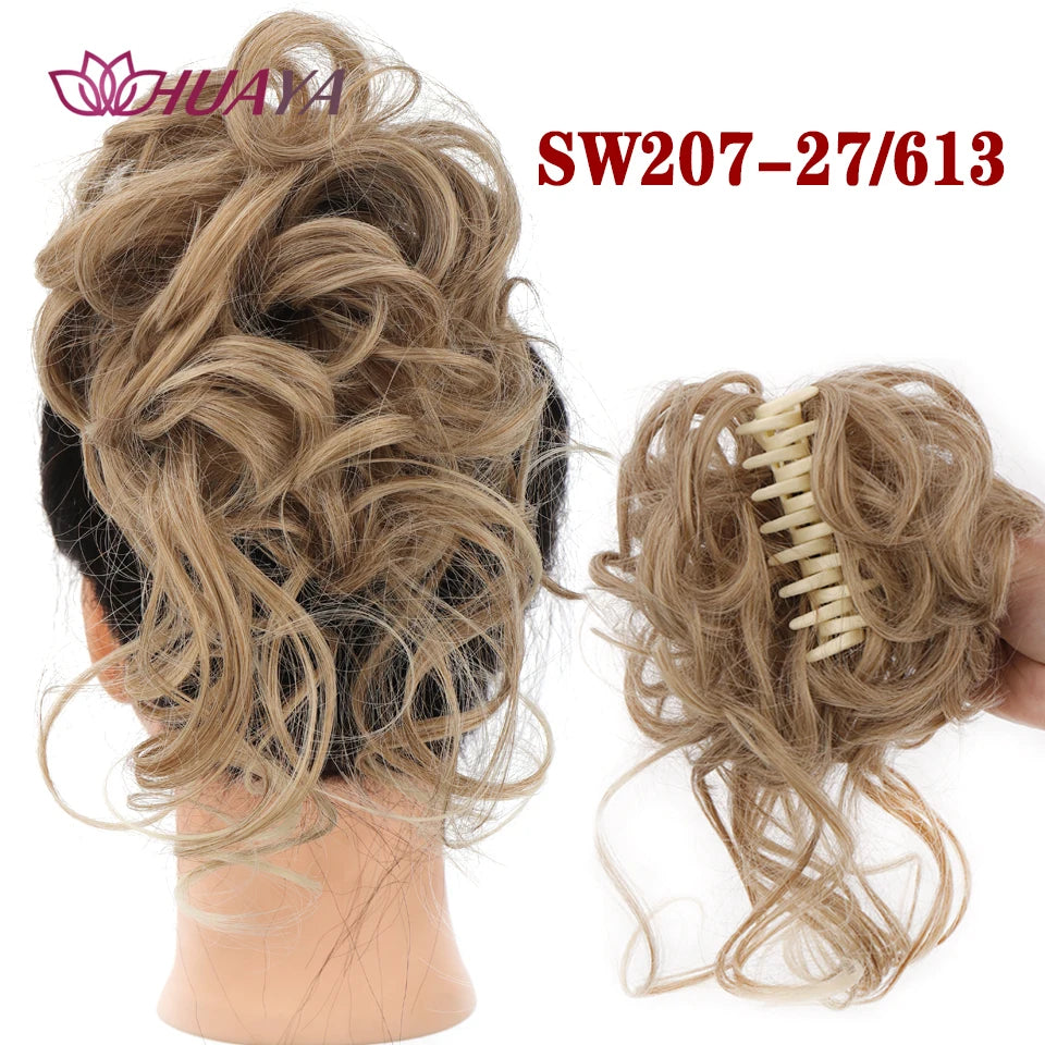 Synthetic Hair Bun Chignon for Women Messy Bun Hair Piece Tousled Updo Hair Extensions With Claw Clip Curly Hairpins Black Brown