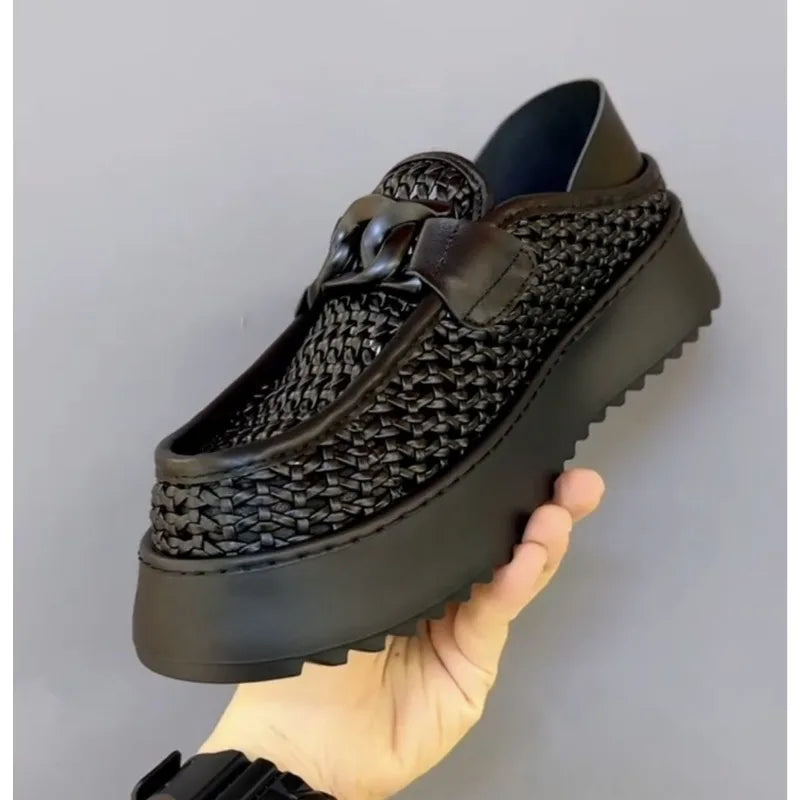 2026 New Thick Soled Height Increasing Trend Breathable Loafers for Casual Wear, Fashionable and Versatile Men's Shoes，39-44