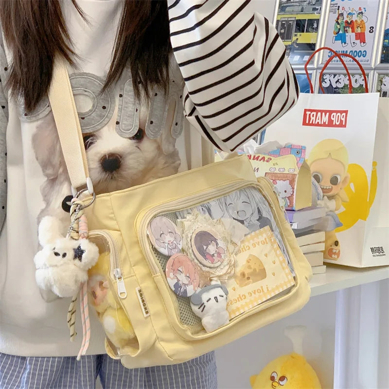 Trendy Transparent Simple Crossbody Bag for Girls Large Capacity School Shoulder Bag Comfortable and Versatile Texture Ita Bag