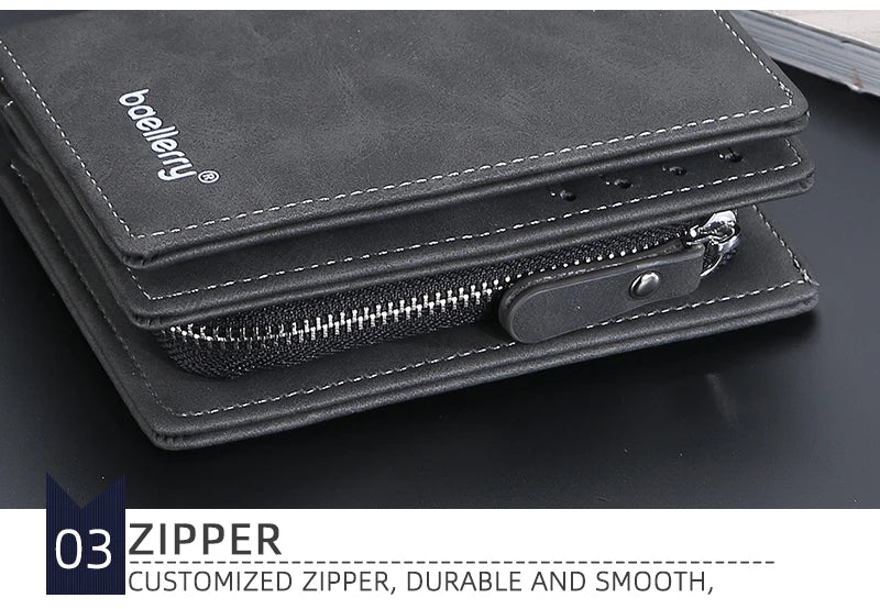 Baellerry New Men Wallets High Quality Brand Card Holder Short Male Purses Zipper Coin Pocket Large Capacity Men's Wallet