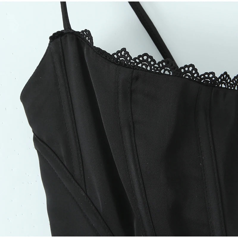 Sexy Satin Fish-bone Corset Women Slim Sleeveless Waist-cinching Spaghetti Strap Tank Tops 2026 New Ladies Spring Summer Outwear