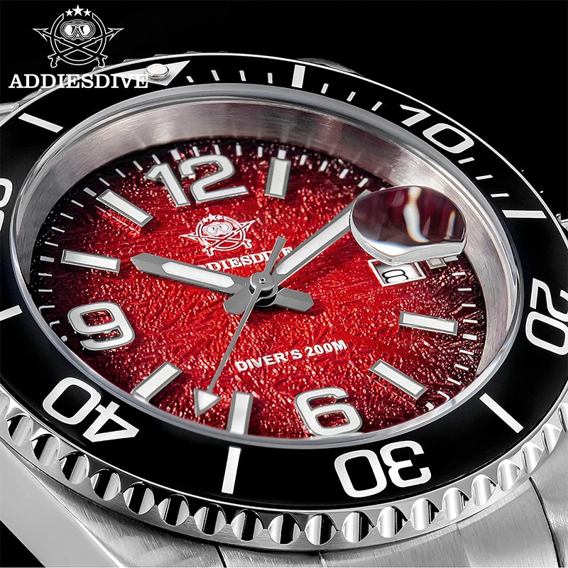 ADDIESDIVE 41mm Watches Japan 2115 Quartz Movement Luminous 200m Waterproof Dive Ceramic Bezel 316L Stainless Steel Man Watches