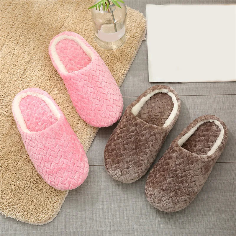 New Soft Sole Slippers Women Men Indoor Floor Flat Shoes Spring Autumn Winter Warm Home Cotton Plush Suede