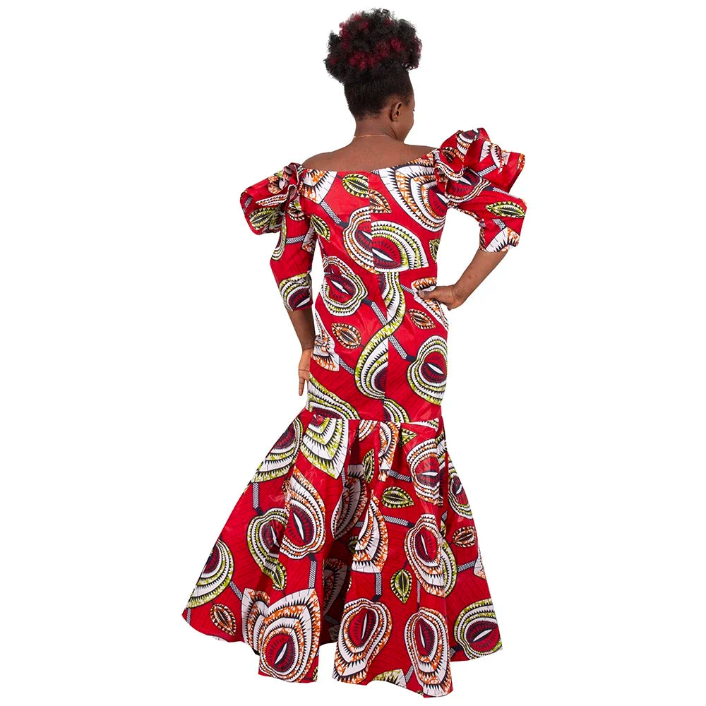 Fashion Robe Africaine Femme Elegant Maxi Long Dresses African Ankara Print Mermaid Dresses Dashiki Evening Gowns Wy9482