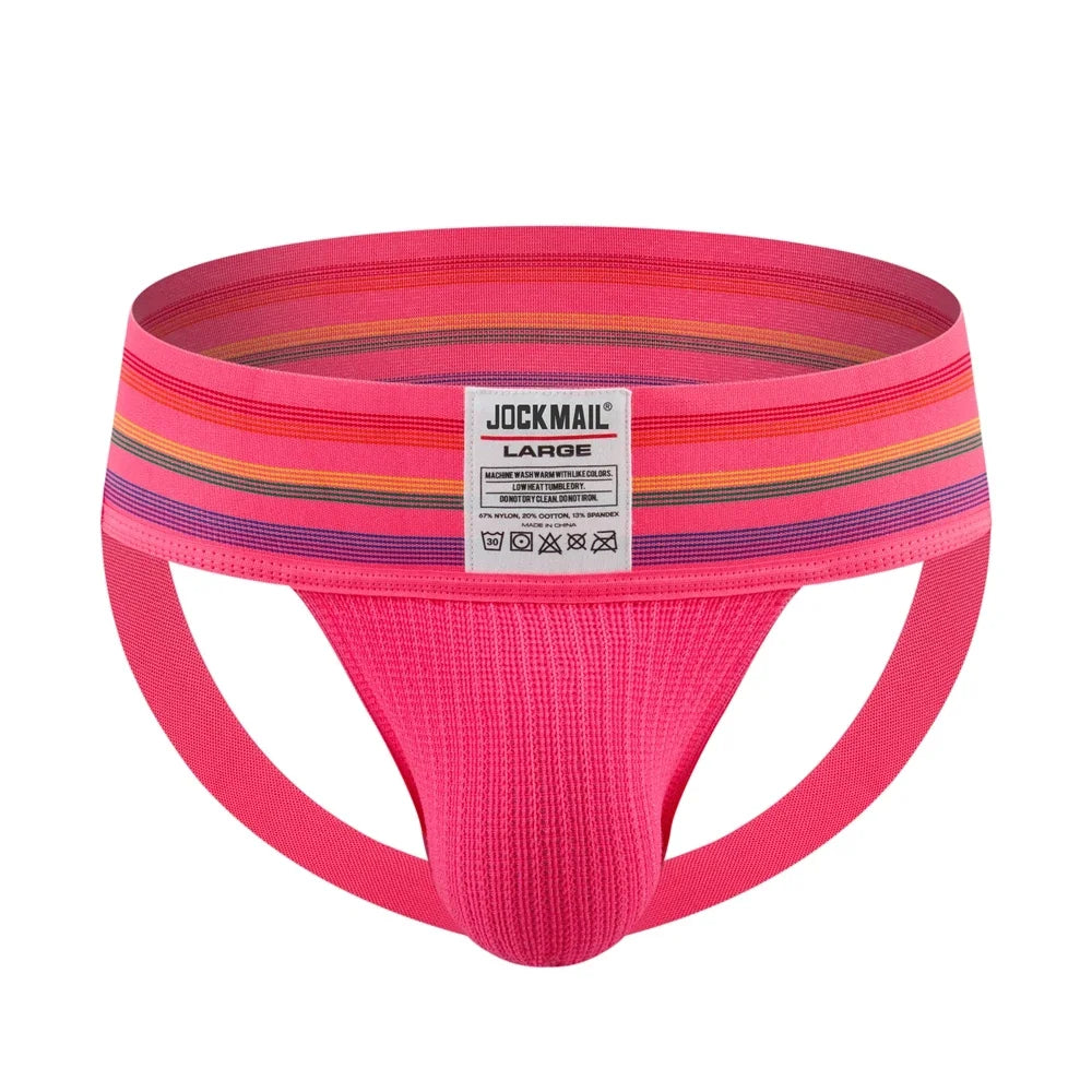 JOCKMAIL Men Athletic Supporters Jockstrap Thongs Mens Underwear  Underpants Bikini  3" Elastic Waistband  Hombre Panties