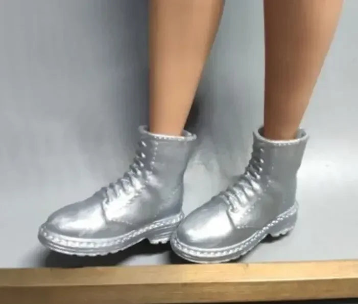 Doll shoes boots black silver high heels flat foot accessories for your BB dolls BBI20201021B