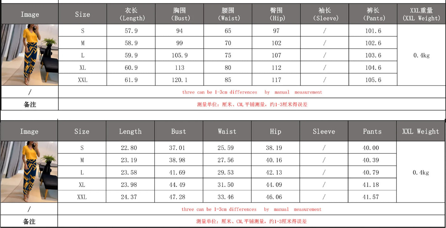 New Women's Summer Tracksuits Pant Sets Fashion Casual V-neck Print Short Sleeve T-shirts and Trousers 2 Piece Sets Women Outfit