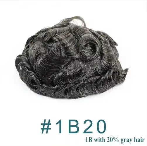 80%Density Natural Hairline 0.02mm Ultra Thin Skin Invisible Mens Toupee Brown Blonde Grey Human Hair Capillary Prosthesi System