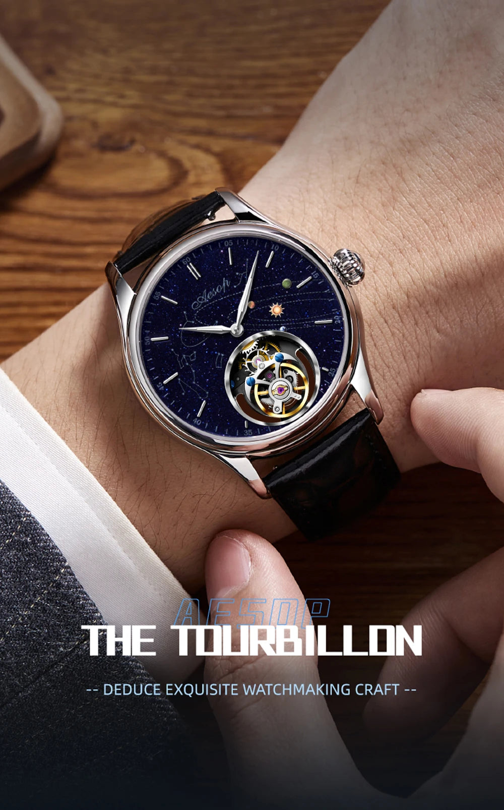 AESOP Flying Tourbillon Skeleton Mechanical Luxury Watches Waterproof Wristwatches Watch Brand For Men Movement Sapphire 2023