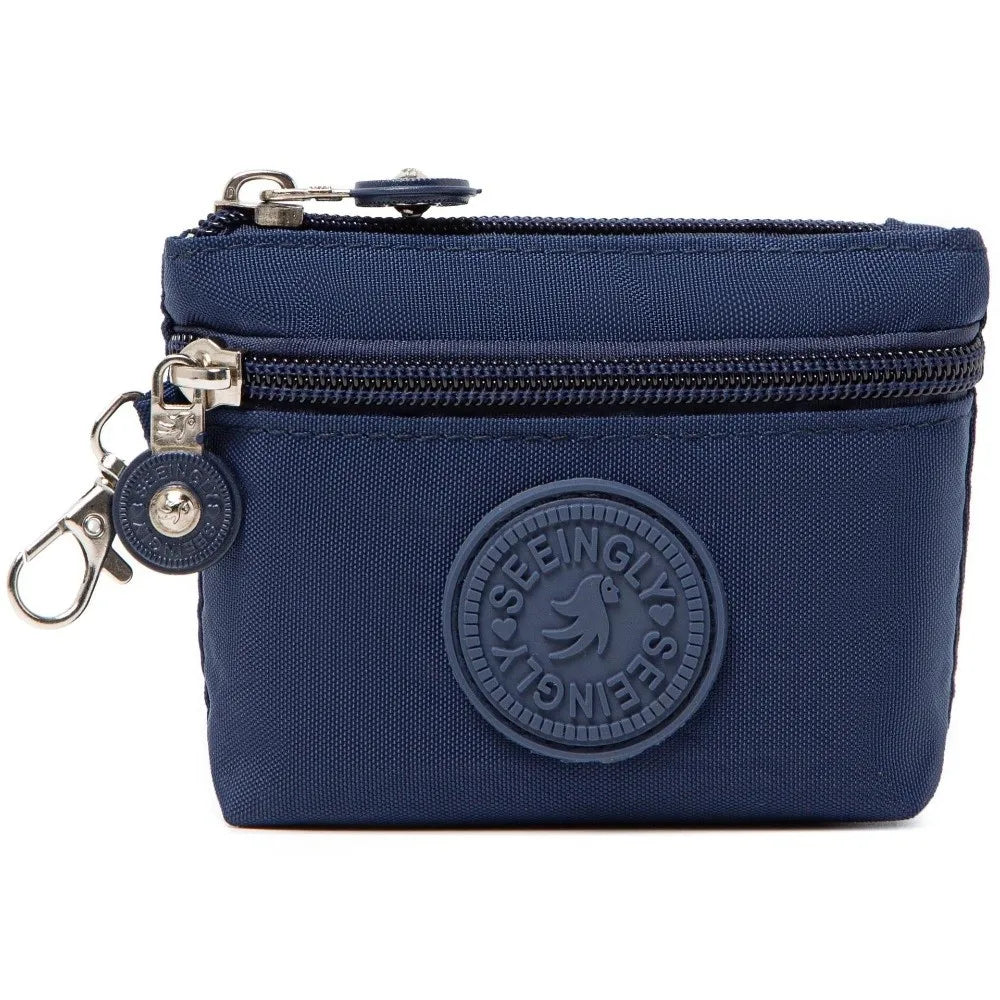 New Solid Color Women Wallet Nylon with Keychain Coin Purse Waterproof Zipper Clutch Ladies