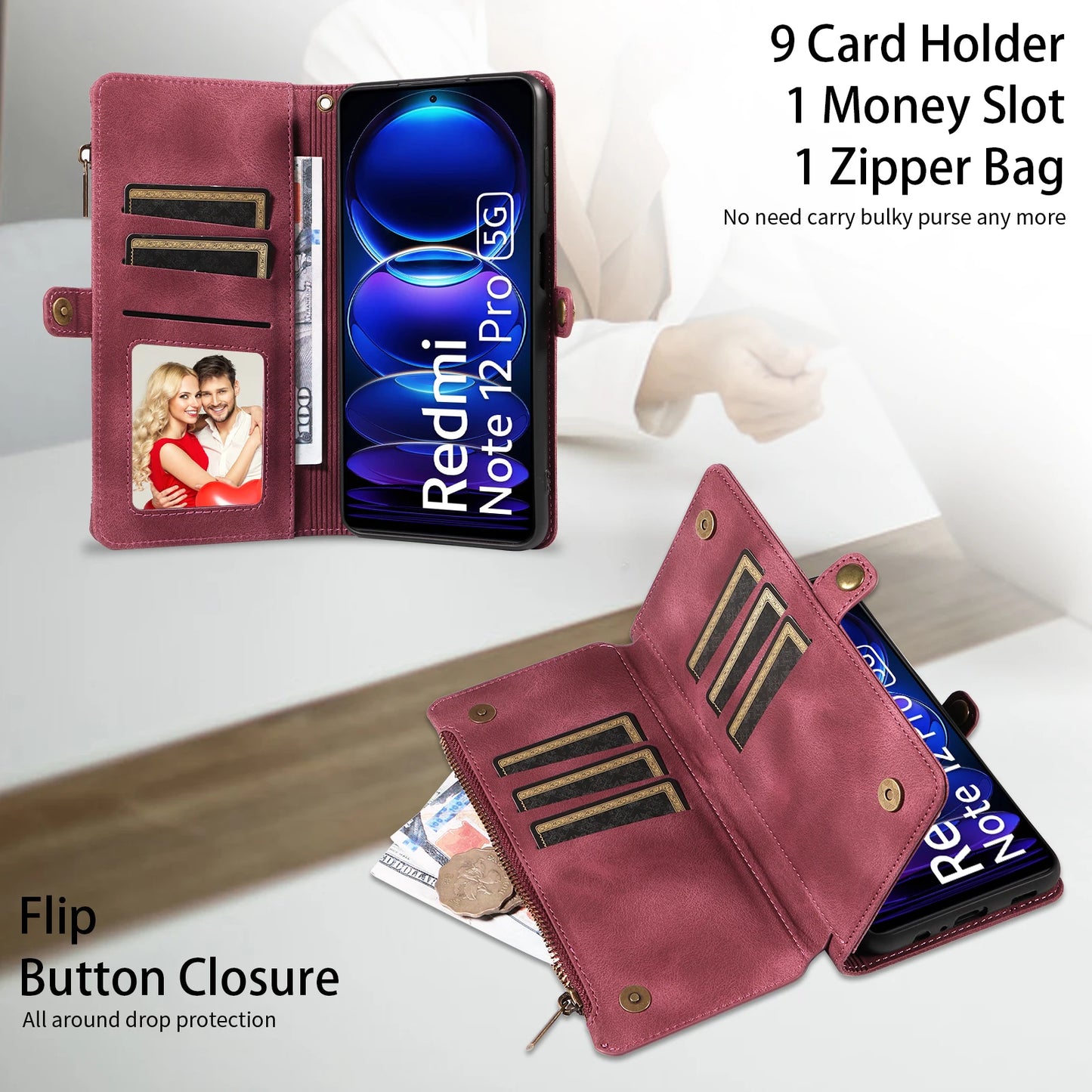 For Xiaomi Redmi Note 15 14 13 15C Poco X7 Pro F5 12 13C 14C 13T 15T Plus 5g Cases 4g Leather Wallet Card Holder Flip Phone Bags