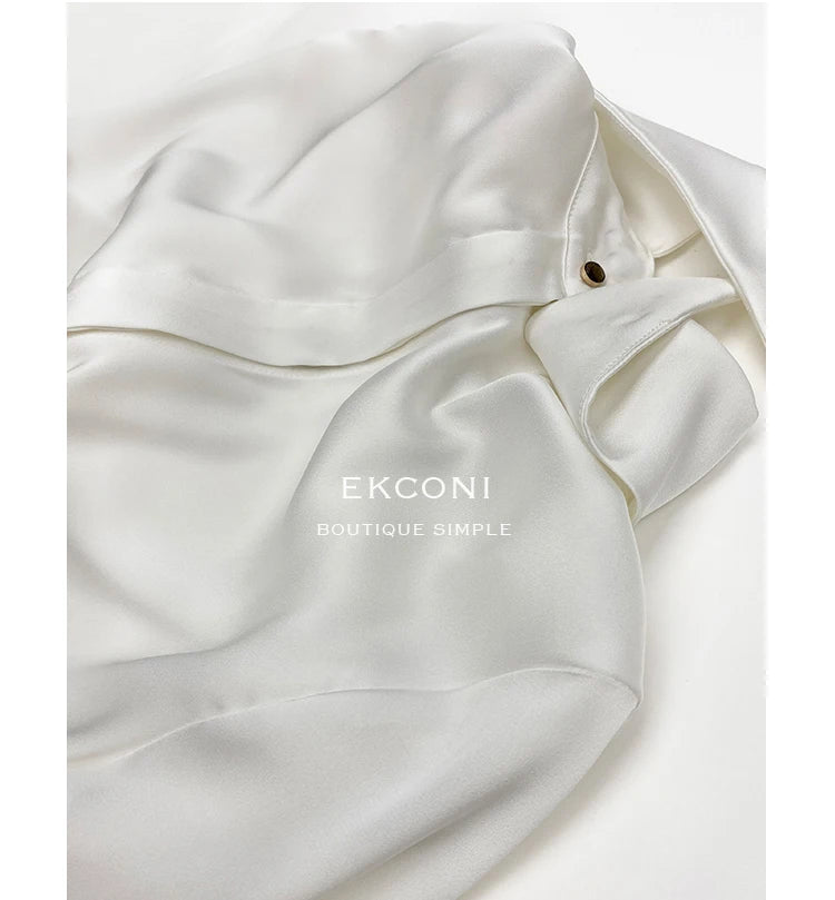 Stylish Elegant Turn Down Collar White Long Sleeve Satin Shirts Fashion Woman Vintage Blouse 2024 Office Lady Tops Blusas 16946