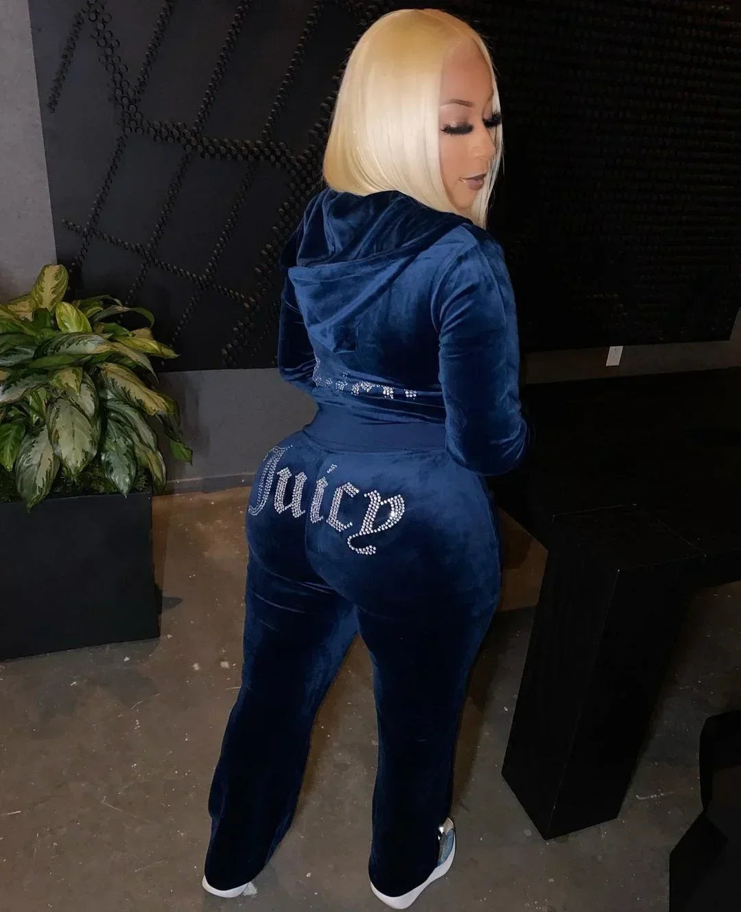 Two Piece Set Diamonds Hoodie Crop Jacket And Joggers Pants Outfits Streetwear Jogging Suits Juicy Corture Tracks