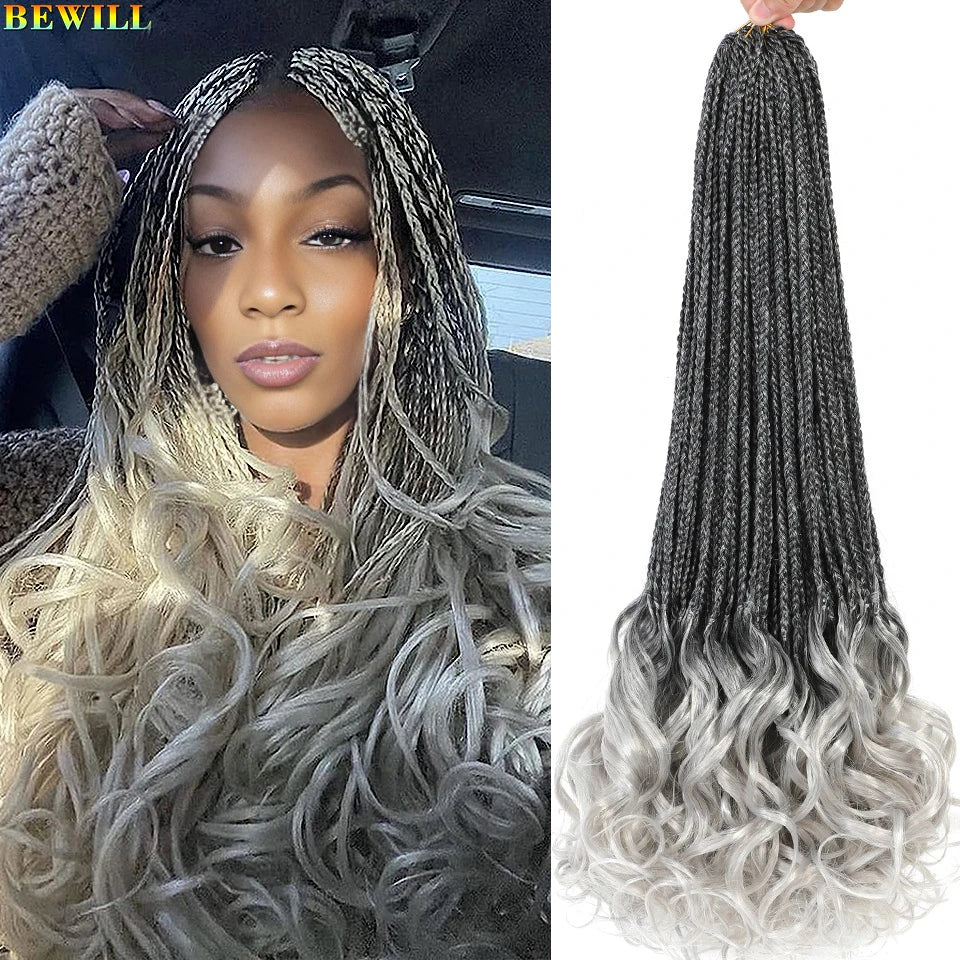14 18 24 Inch French Curl Crochet Braids Boho Goddess French Curl Box Braids Crochet Hair Synthetic French Curly Braiding Hair
