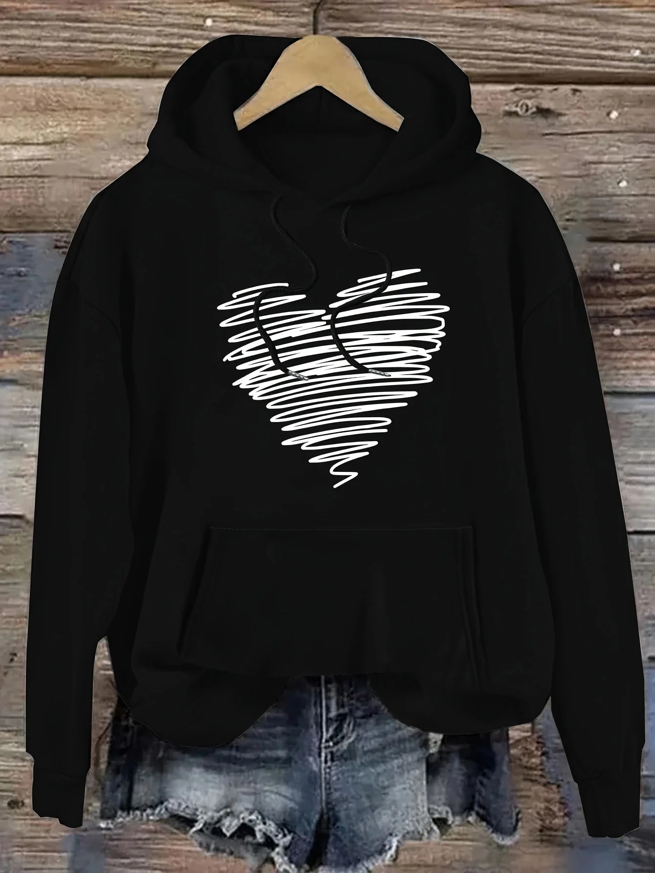 Women's autumn and winter warm and loose casual NOPE not today printed suede long sleeved hooded sweatshirt BAZAARHUBO