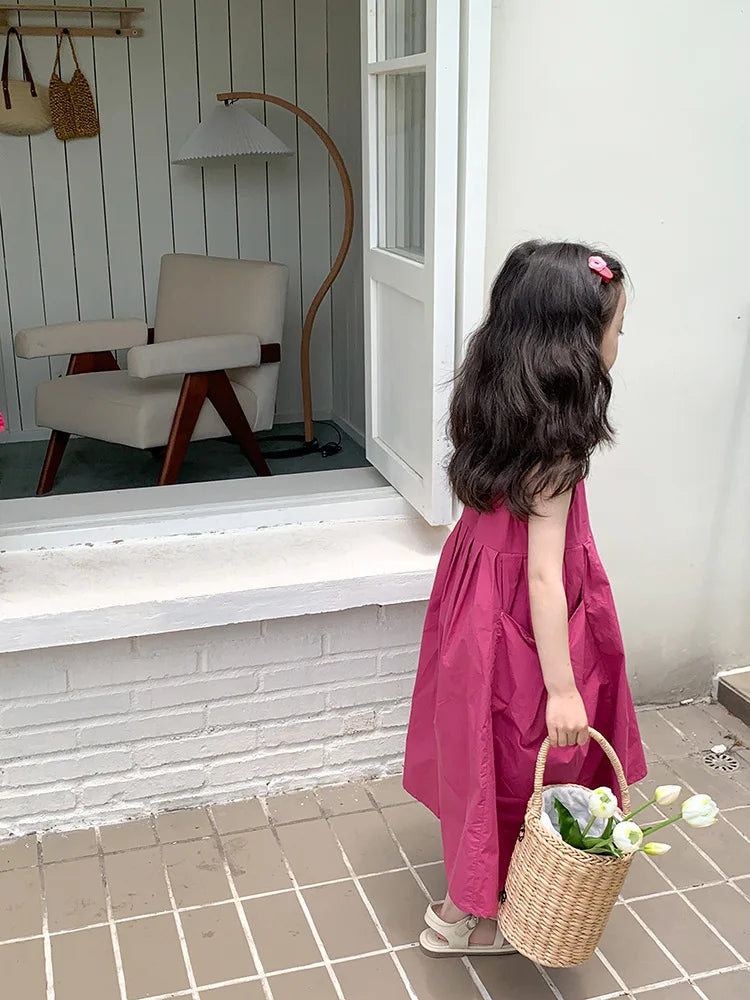 Girls Casual Dresses Girls' Dresses with Large Hemlines Sleeveless Casual Kids Dresses for Girls 2 To 8 Years Princess Dress