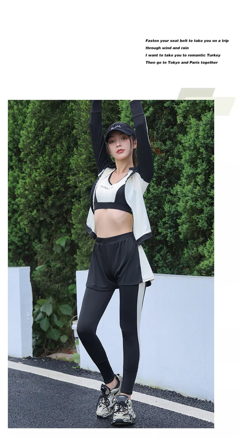 Swimsuit Women Summer Split Conservative Snorkeling Sunscreen Long Sleeve Pants Five Piece Set Jellyfish Sports Surfing Swimsuit