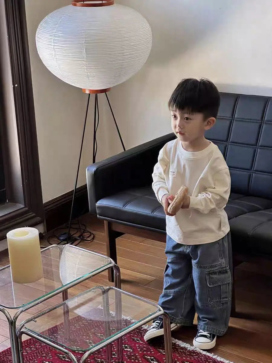 Boys Jeans Korean Style All-match Loose Cargo Pants Kids Fashion Brand Mid-small Children Autumn Casual Straight Pants Spring