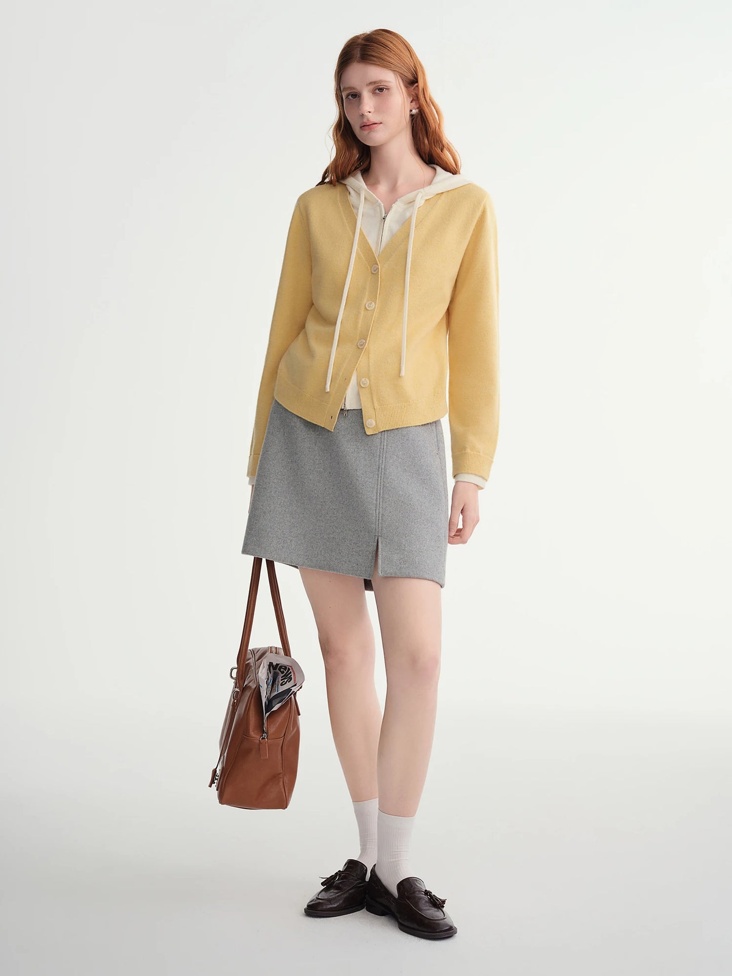 DUSHU Classic Elastic Waist Skirt For Women Winter Office Solid Color College