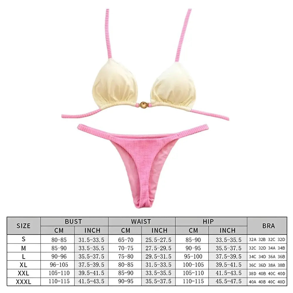 2Pcs/Set Fashion Summer Beach Bikini Push-Up Casual Women Swimsuit Bathing Suit Brazilian Swimwear Beach