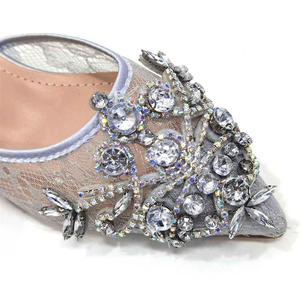 African Fachion Evening Shoes And Matching Bags Italian Design Ladies Diamond Bag High-Heeled Pointed Toe Women's Shoes