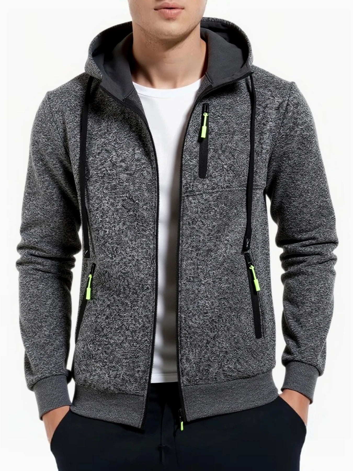 Men's Sports Jacket Long Sleeve Sweatshirt Zipper Design Hooded Cardigan Coat Men Sportswear Slim Fit Casual Jacket Clothing