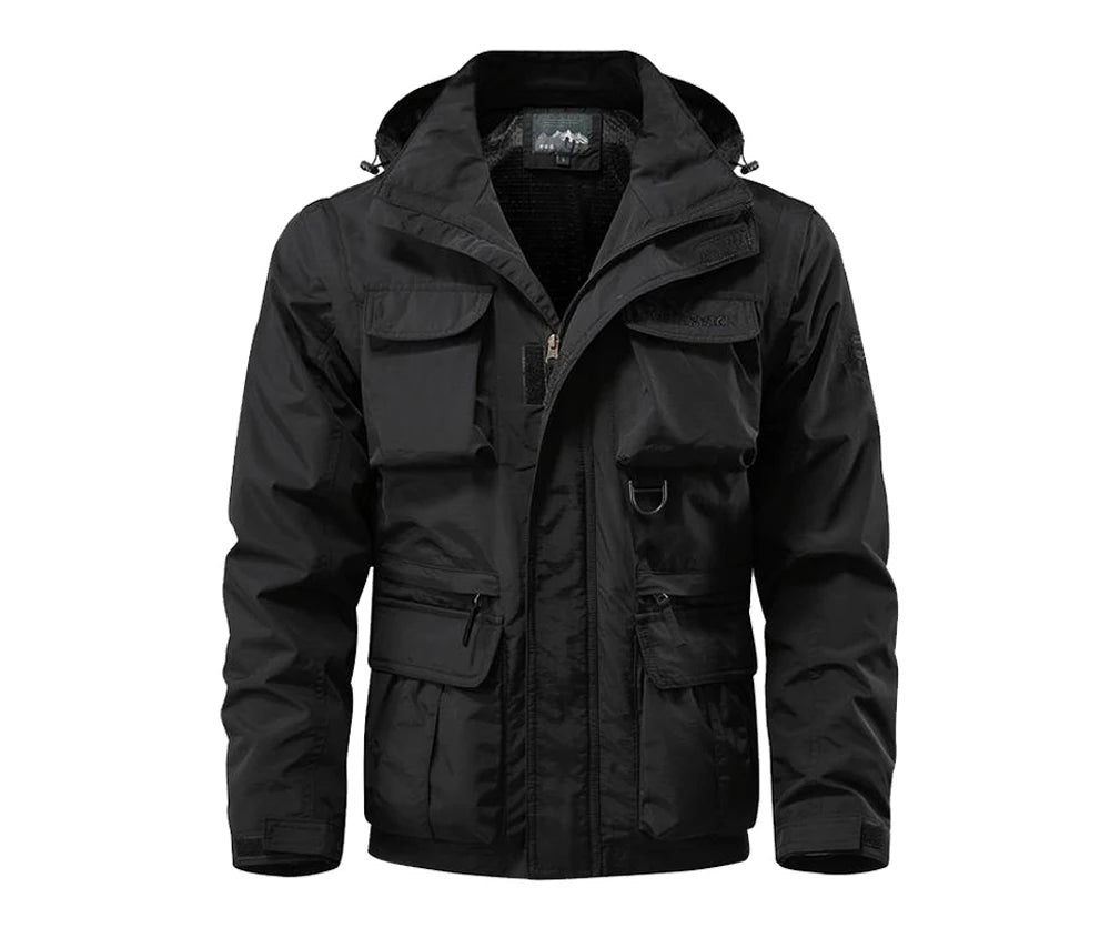 Autumn Men's Mountain SKi Jackets Casual Men Multi-pocket Windbreaker Hooded Coats Men Sports Climbing Jackets Clothing 5XL