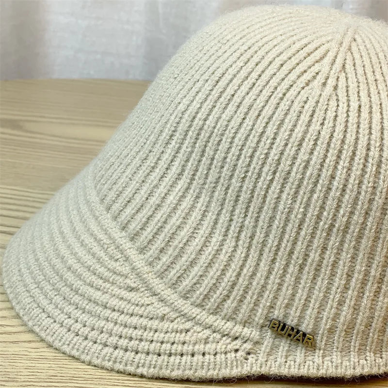 Winter Knitted Baseball Cap for Women's Caps Designer Head Solid Color Women's Knitted Hat Outdoor Casual Equestrian Hat Female BAZAARHUBO