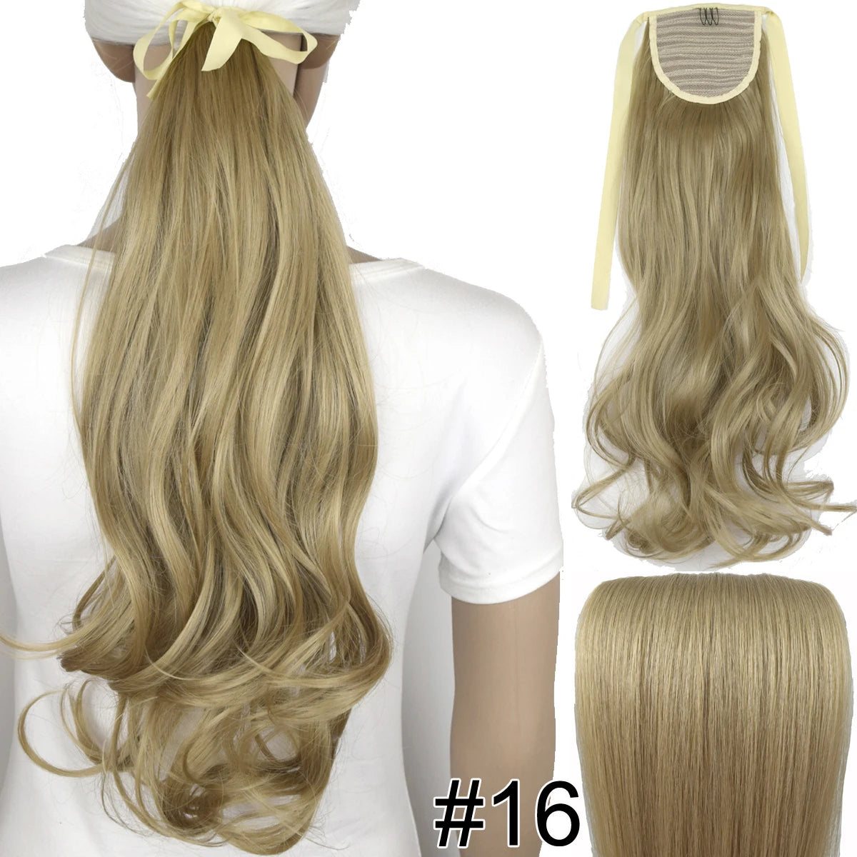 TOPREETY  Synthetic Hair Fiber Heat Resistant Wavy Ribbon Clip in Ponytail Extensions 1008