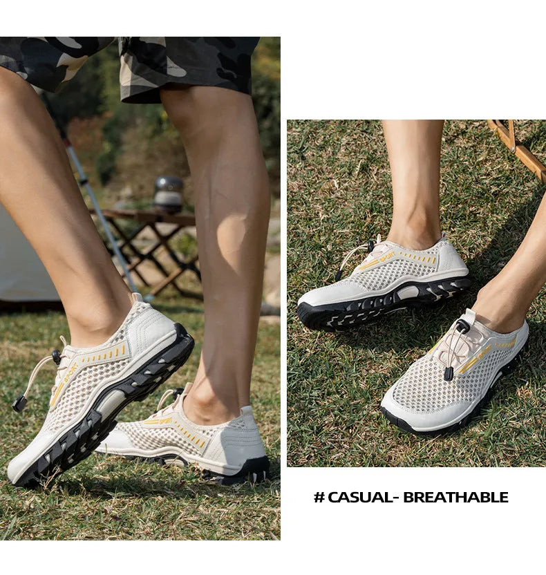 Breathable Mesh Men's Sneakers Outdoor Shoes For Men Summer Hiking Shoes Big Size 39-47 Wading Shoes Athletic Walking Shoes