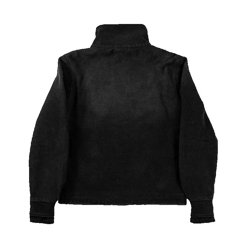 Mens Jacket  Gradient Irregular Button Unisex Gothic Streetwear Canvas Cotton Casual Fashion Harajuku Y2K Fencing Vintage Wash