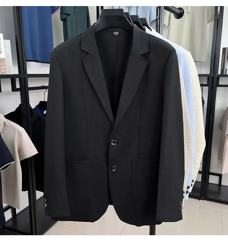 Mens Linen Blend Suit Jacket Lightweight Smart Casual Blazer Summer Sun Protection Outerwear Coat Wedding Prom Vacation Beach