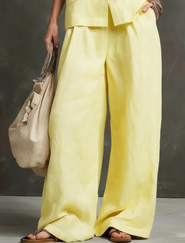 Outfits For Women 2 Piece Set Single-breasted Vest Pocket Solid Color Top Women Pocket Wide-leg Trousers Women's New Summer Suit