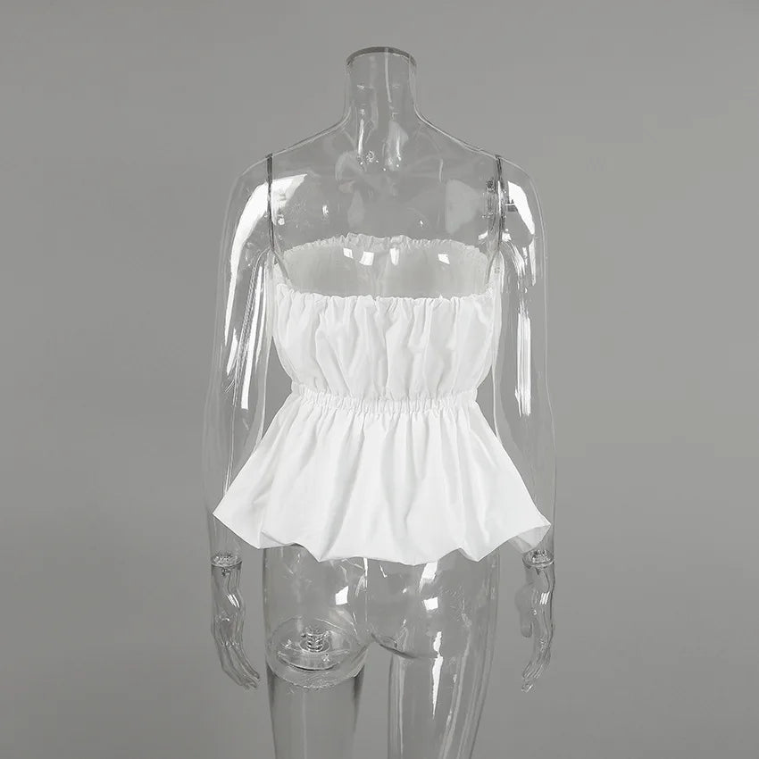 SuperAen European and American Style Fashion Design Sexy Top Unique Design Summer 2026 New White Folds Slimming Tops