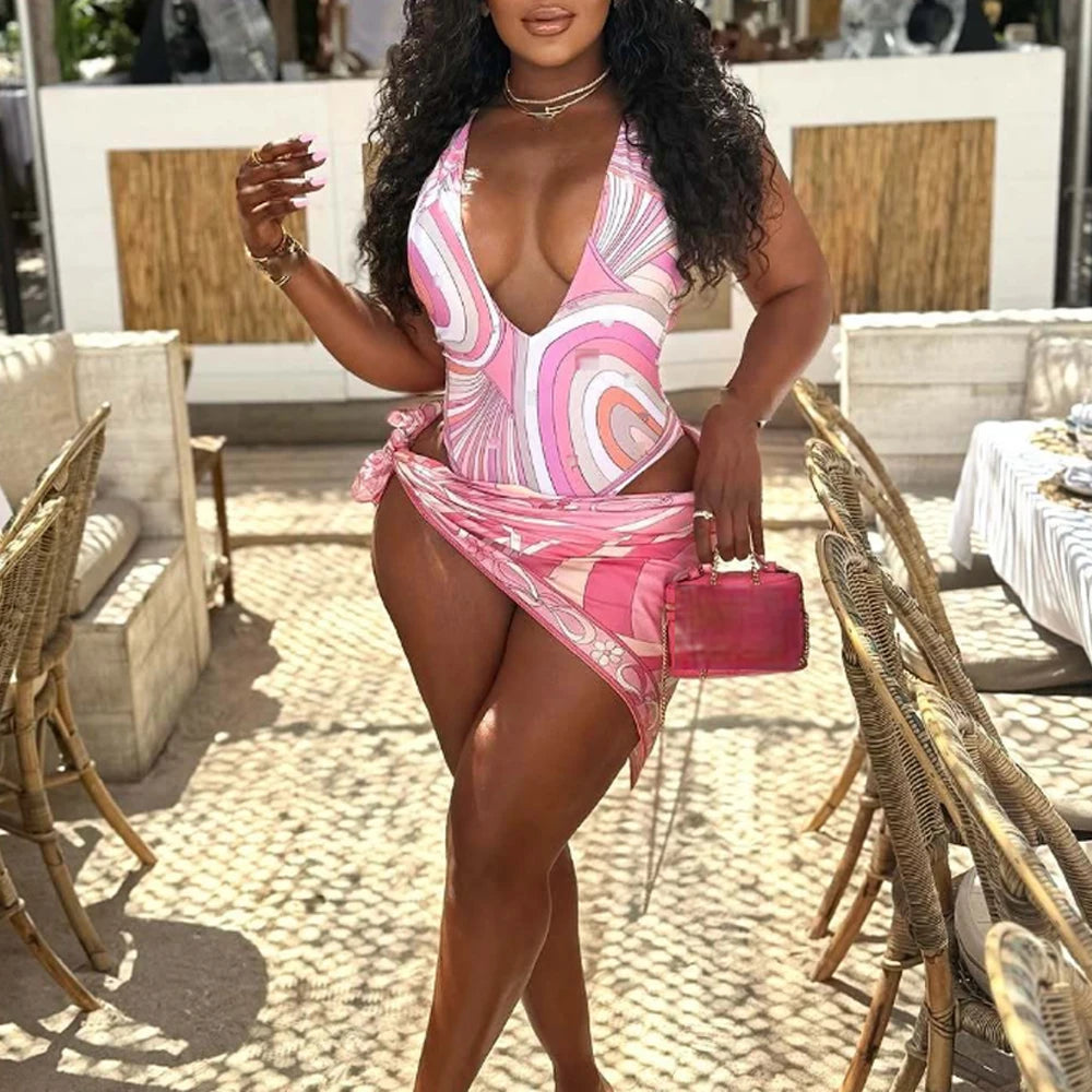 Hot Sales Latest Fashion Luxury 3 Pieces Swimsuit With Headband Beach Scarfs 2026 Summer Sexy Women Bikini Designer Swimwear